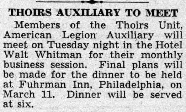 Hotel Walt Whitman — February 26, 1938