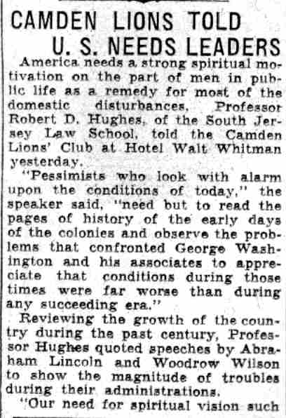 Camden Lions Told U. S. Needs Leaders - Camden Courier-Post, June 2, 1932