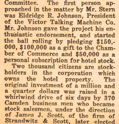 Walt Whitman Hotel — Camden Courier-Post, July 5, 1926