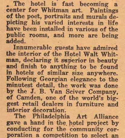 Walt Whitman Hotel — Camden Courier-Post, July 5, 1926
