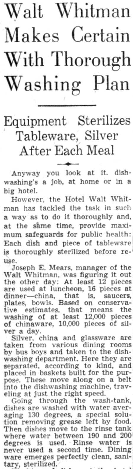 Hotel Walt Whitman — July 28, 1941
