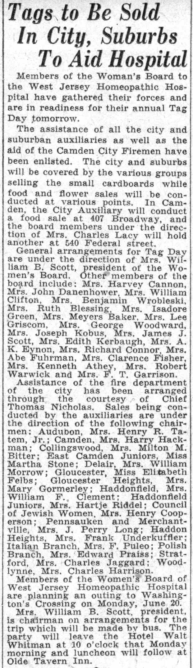 Thomas J. Nicholas — Hotel Walt Whitman, June 10, 1932