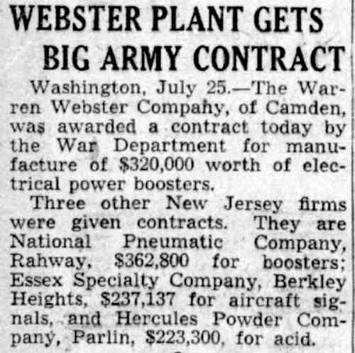 Camden Courier-Post, July 26, 1941 — Warren Webster