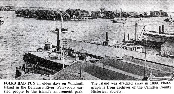 Windmill Island in the Delaware River between Camden and Philadelphia