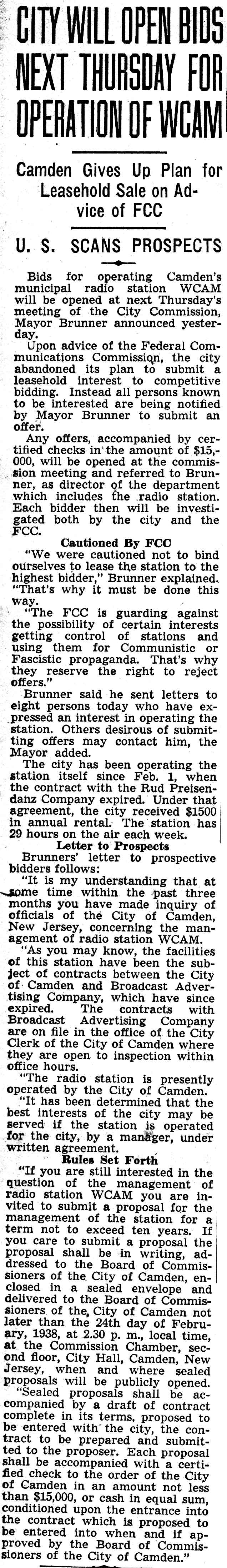 WCAM, February 19, 1938