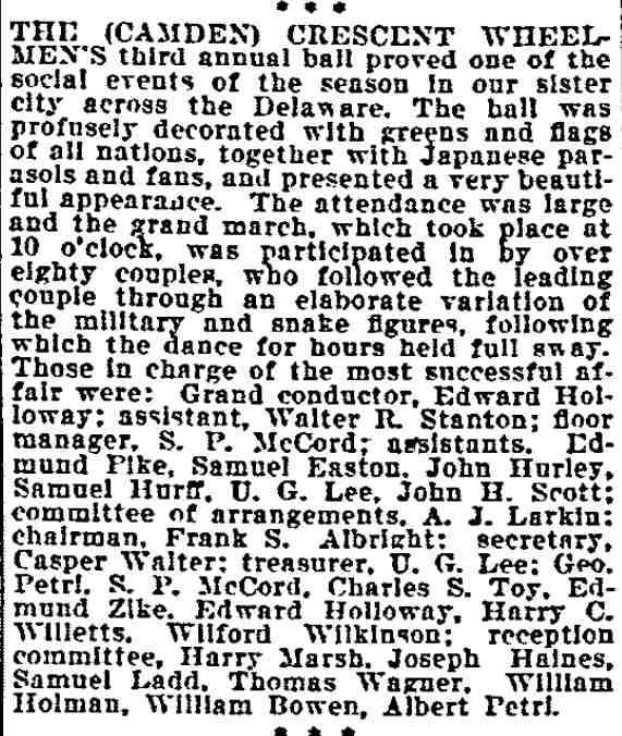 Crescent Wheelmen — Philadelphia Inquirer, April 15, 1898