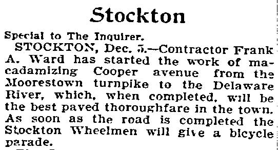 Stockton Wheelmen — Philadelphia Inquirer, February 6, 1896, page 1