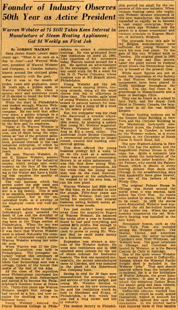 Camden Courier-Post, June 1938 — Warren Webster