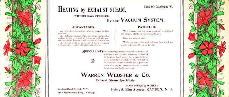 Pre-1920 advertising blotter for Warren Webster & Co.