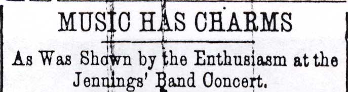 Camden Post-Telegram, February 28, 1896 — Music Has Charms: Jennings' Sixth Regiment Band promenade concert at the Pennsylvania Railroad YMCA
