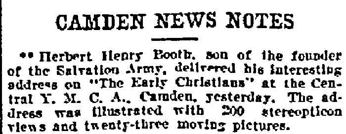 Philadelphia Inquirer, February 22, 1904 — Herbert Henry Booth, Salvation Army