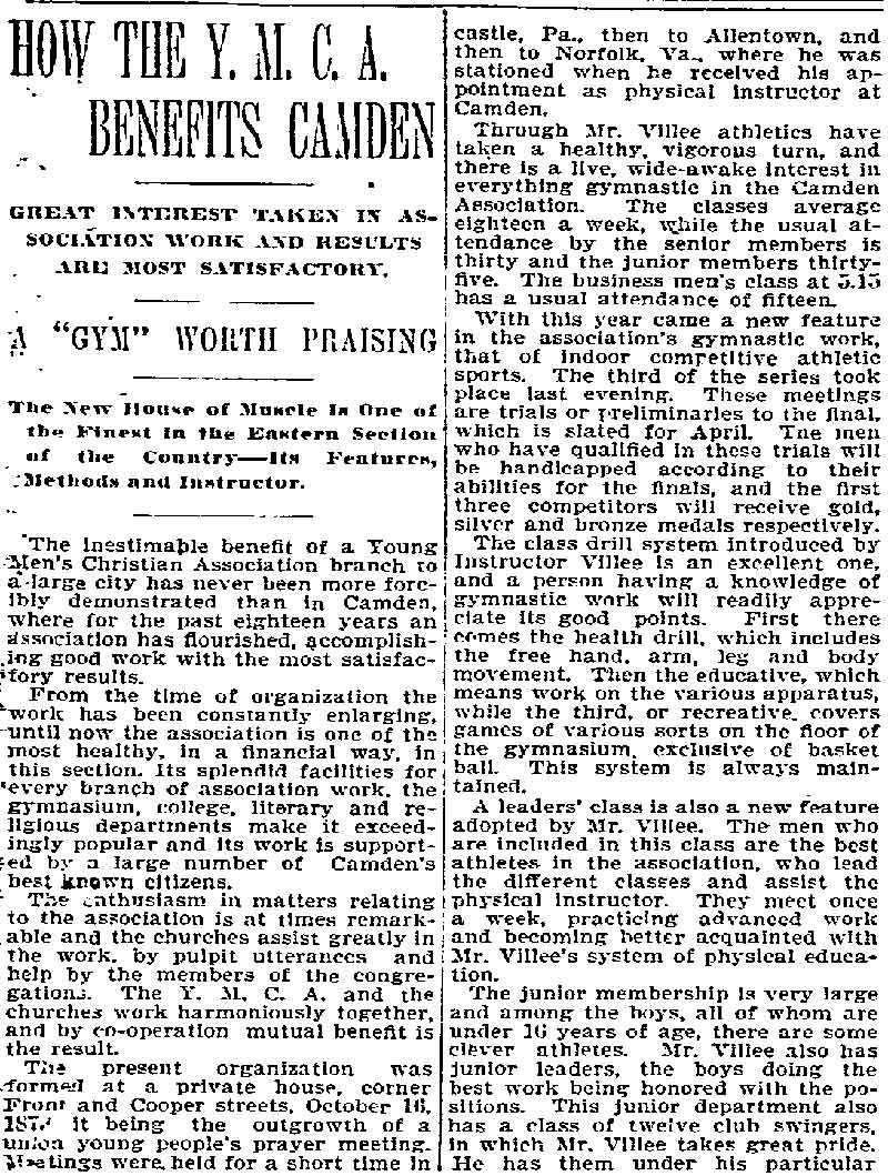 How the Y. M. C. A. Benefits Camden - Philadelphia Inquirer, March 1, 1896