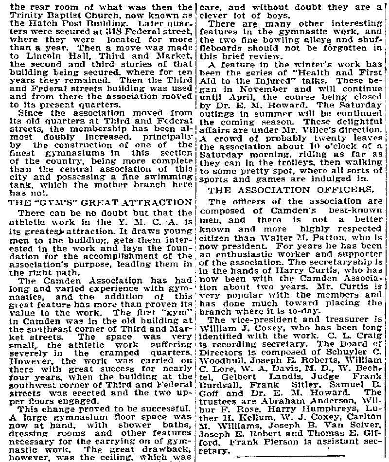 How the Y. M. C. A. Benefits Camden - Philadelphia Inquirer, March 1, 1896