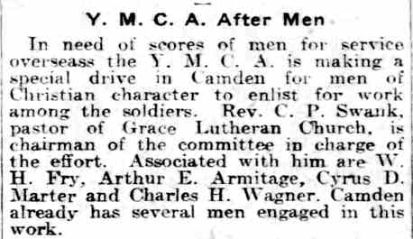 Philadelphia Inquirer, June 30, 1918 — Grace Lutheran Church, YMCA