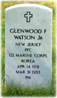 Grave marker of Glenwood F. Watson Jr., Beverly National Cemetery, Beverly, New Jersey