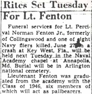 Rites Set Tuesday For Lt. Fenton, Camden Courier-Post, July 5, 1951, part 1