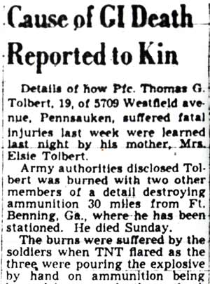 Cause of GI Death Reported to Kin, Camden Courier-Post, October 15, 1947, part 1