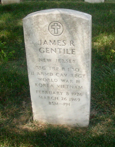 Grave marker of James R. Gentile, Arlington National Cemetery