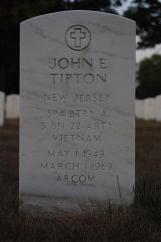 Grave marker of John Edward Tipton, Beverly National Cemetery