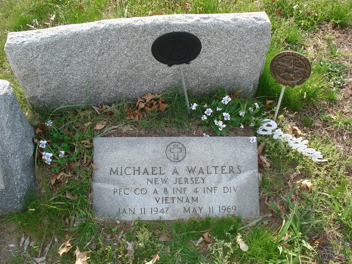 Grave marker of Michael Arthur Walters, Cedar Grove Cemetery, Gloucester City, New Jersey