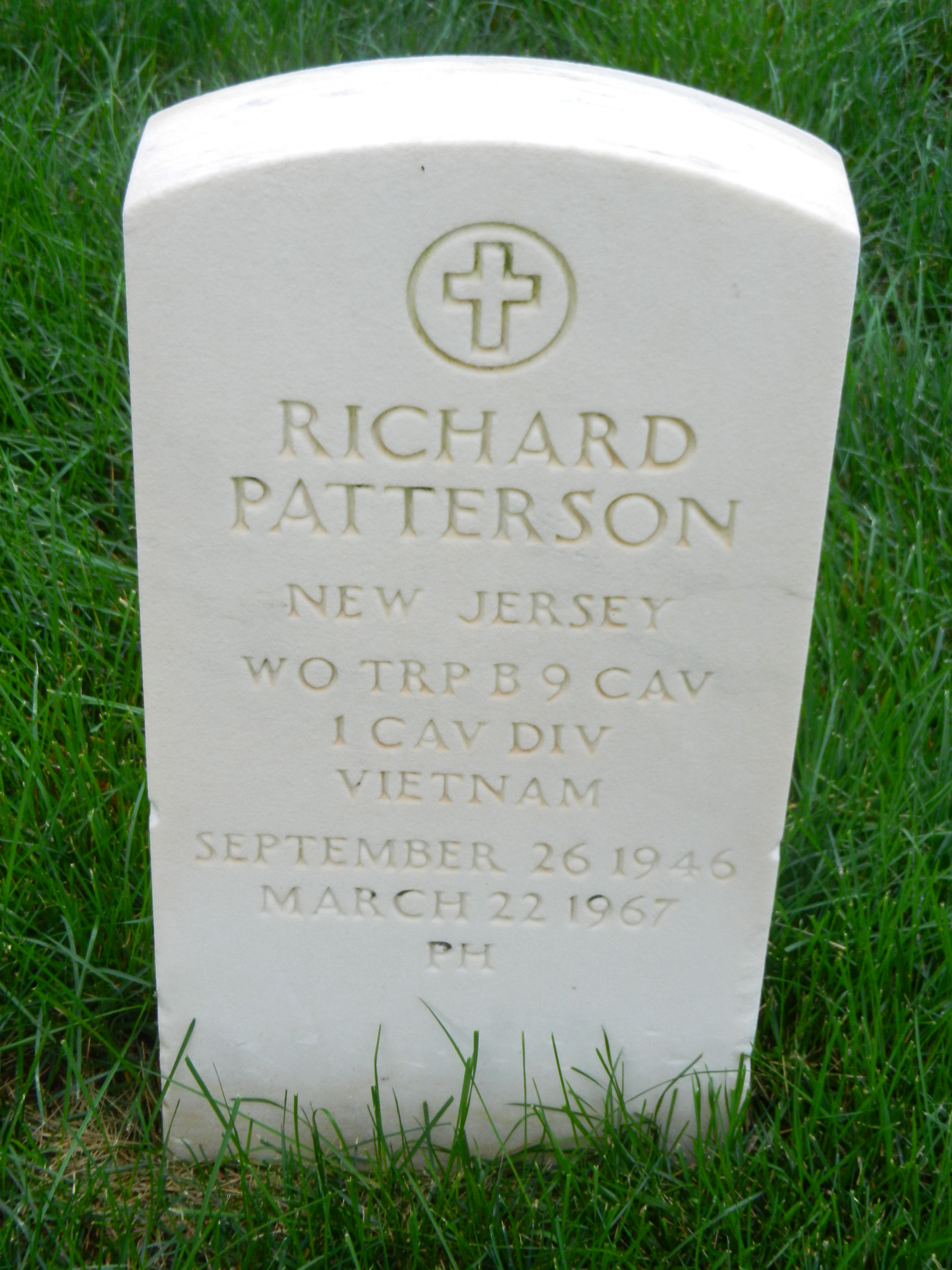 Grave marker of Richard Patterson, Beverly National Cemetery, Beverly, New Jersey