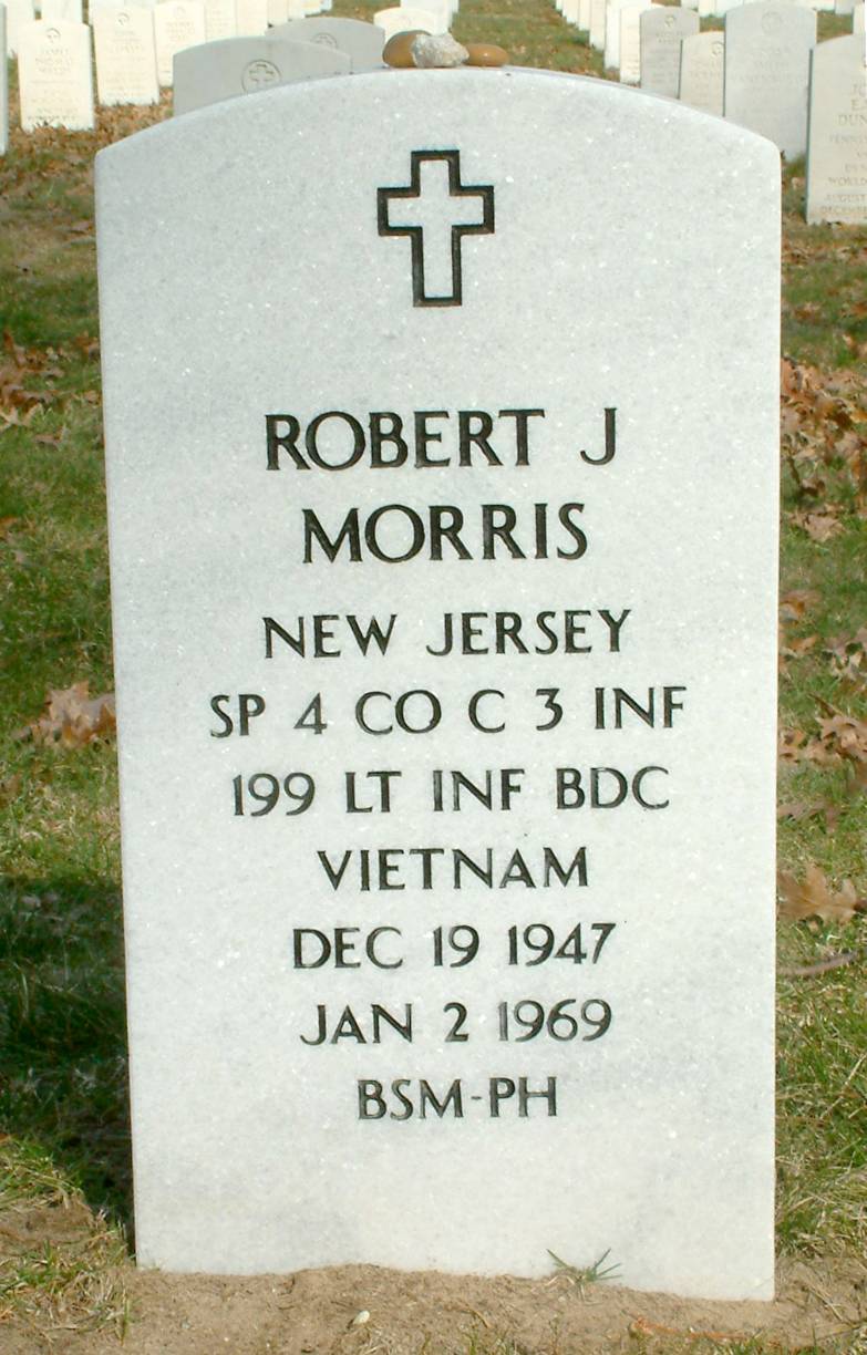 Grave marker of Robert John Morris, Beverly National Cemetery, Beverly, New Jersey