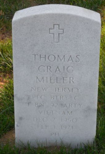 Grave marker of Thomas Craig Miller, Beverly National Cemetery