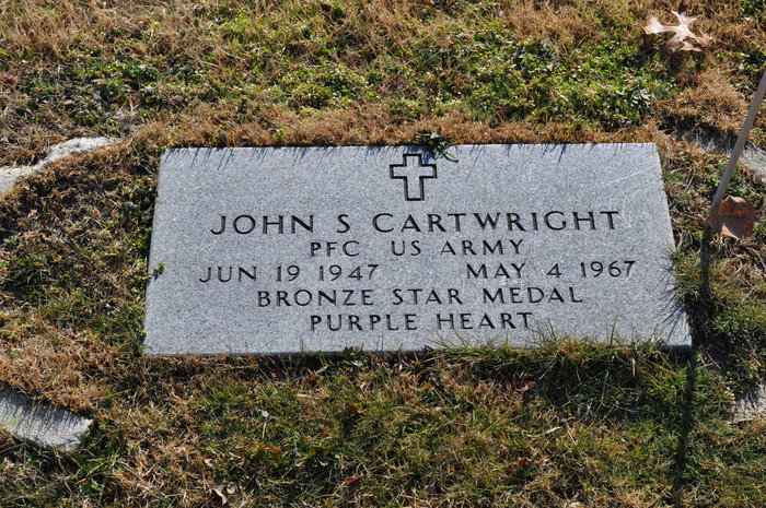 Memorial to John S. Cartwright at Erial Cemetery, Erial, New Jersey