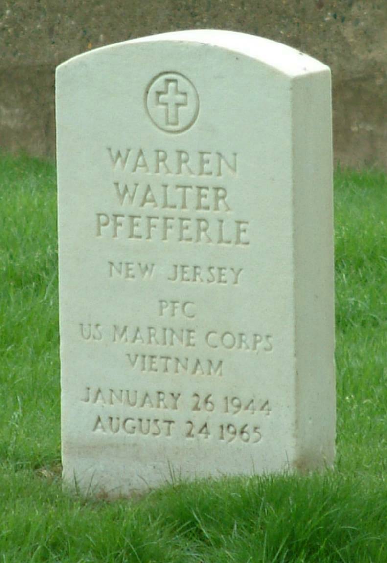 Grave marker of Warren W. Pfefferle, Beverly National Cemetery