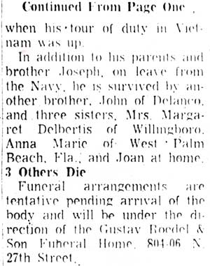 Camden Courier-Post July 6, 1967 - Anthony Schmutz, column 3