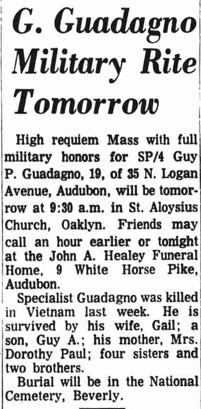 Camden Courier-Post, March 20, 1967 - G. Guadagno Military Rite Tomorrow