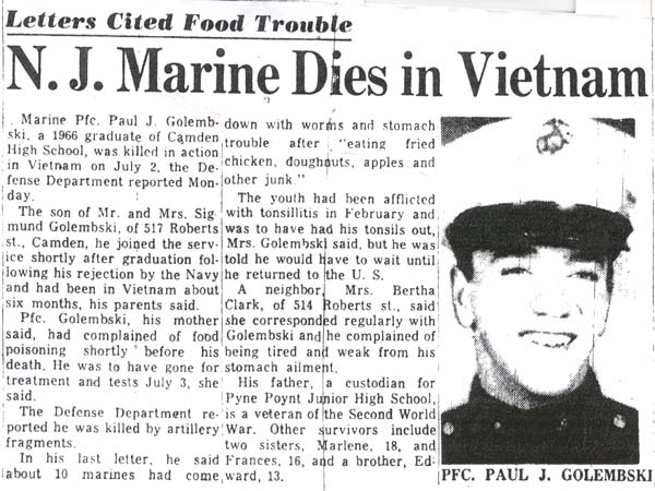 Philadelphia Inquirer, July 11, 1967 — N. J. Marine Dies in Vietnam