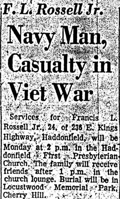 Camden Courier-Post November 8 1968 - F. L. Rossell Jr.