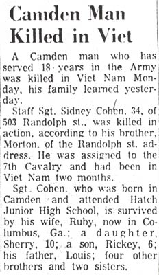 Camden Courier-Post, November 17, 1965 — Camden Man Killed in Viet