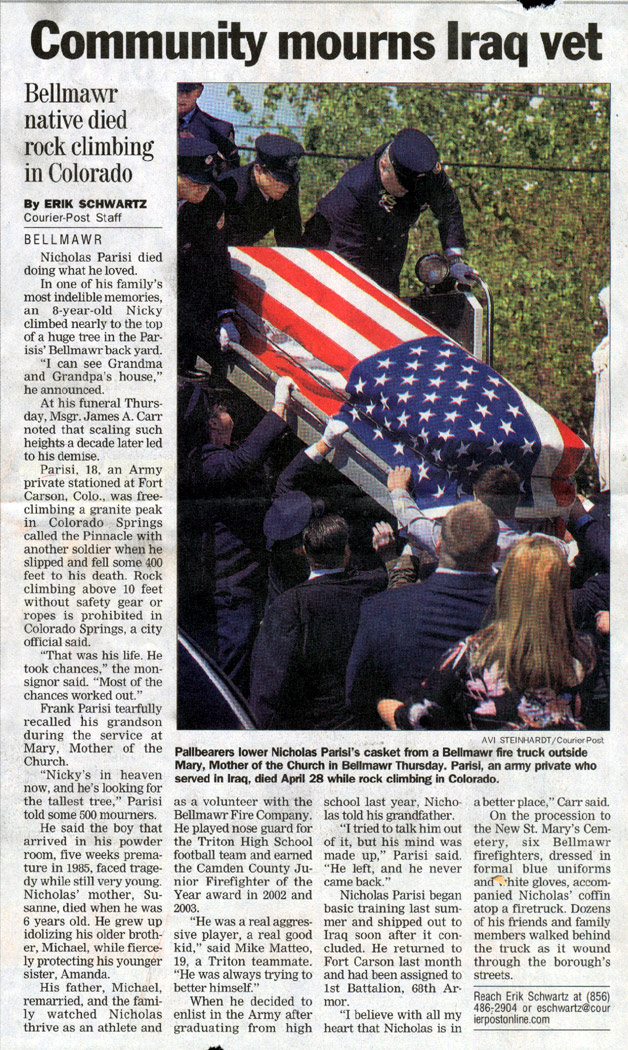 Newspaper clipping — Camden Courier-Post, May 5, 2004