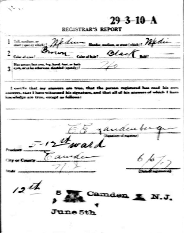 World War I Draft Card - Maurice Albert Atger, back