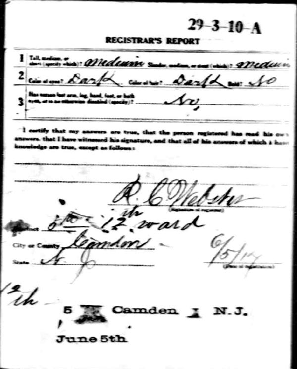 World War I Draft Card - Paul Gaston Atger, back