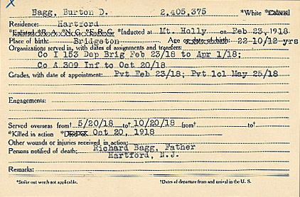 Camden County World War I Honor Roll — Burton Dallas Bagg