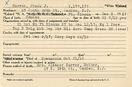 Frank J. Carver New Jersey State Archives record — page 1