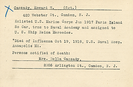 Camden County World War I Honor Roll — Howard W. Cassady