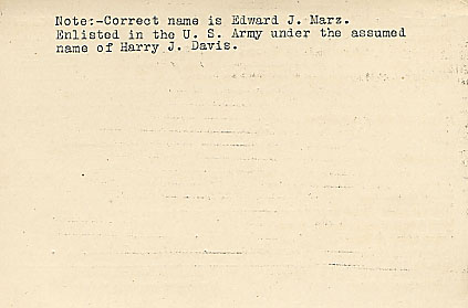 Camden County World War I Honor Roll — Harry J. Davis (reverse)