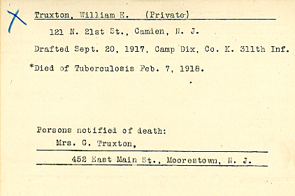 William E. Truxton Camden County World War I Honor Roll