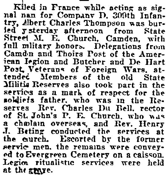 Philadelphia Inquirer October 2, 1921 — Albert Charles Thompson obituary