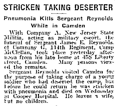 Philadelphia Inquirer, April 15, 1918 — Stricken Taking Deserter