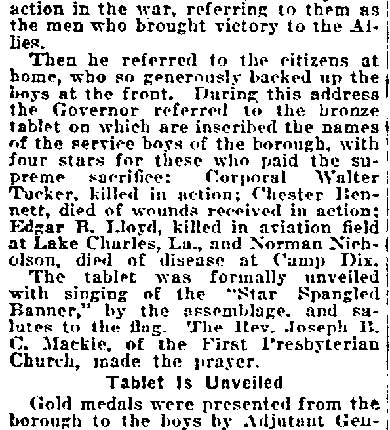Philadelphia Inquirer June 29, 1919 - Unveiling Ceremony Is Peace Jubilee, page 5