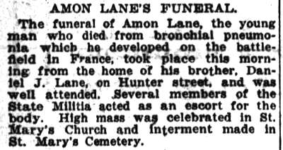 Camden Post-Telegram January 16, 1919 — Amon Lane's Funeral