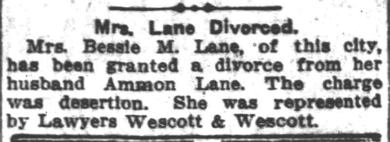 Camden Post-Telegram August 20, 1914 — Mrs. Lane Divorced