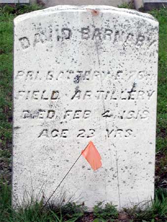 David Barnaby grave marker at Cedar Grove Cemetery, Gloucester City NJ