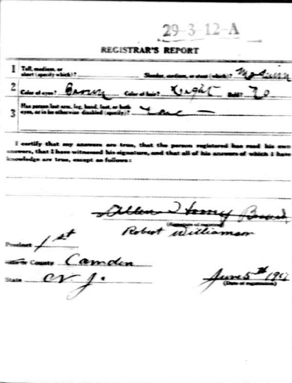 Allen H. Bossert World War I Draft Registration Card — back