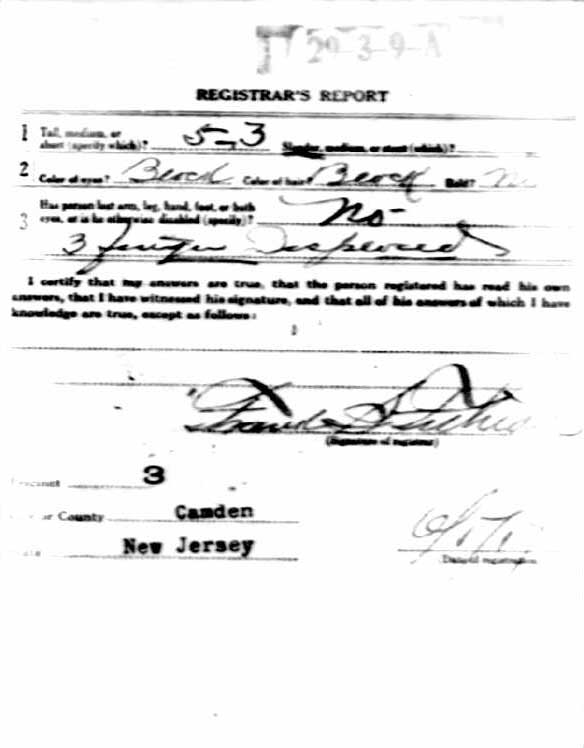 David H. Ross World War I Draft Registration Card — back